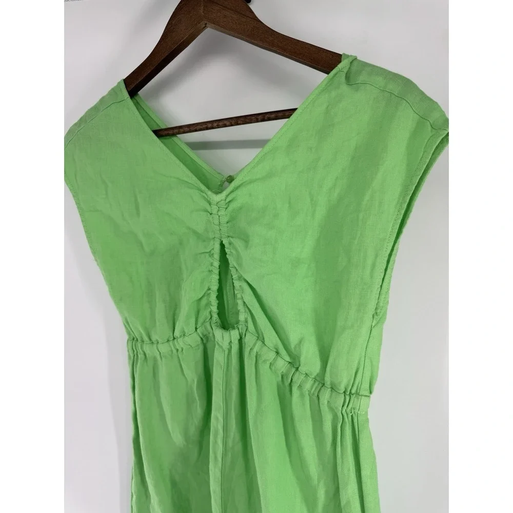 ZARA Lime‎ Green 100% Linen Jumpsuit 11-12